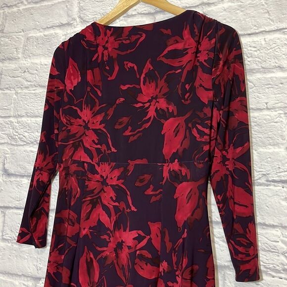 Lauren Ralph Lauren 3/4 Sleeve Floral V Neck Midi Dress Size 8 - Picture 7 of 11